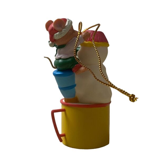 Vintage Trevco Snowman Ornament Climbing Mouse Miniature Merry Christmas Dad Cup - Picture 4 of 10
